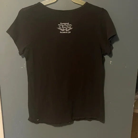 Harley-Davidson Women's Black V-Neck Zip Tee - Picture 2 of 3